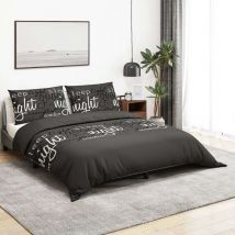 Ensemble de housse de couette Noir 135x200 cm Coton