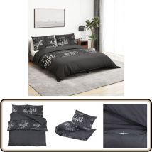 Ensemble de housse de couette Noir 200x200 cm Coton - Housses De Couette - Linge De Lit - Literie - Coton - Housse De Couette Noire