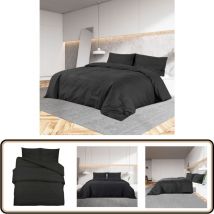 Ensemble de housse de couette Noir 200x200 cm Coton - Housses De Couette - Linge De Lit - Literie - Coton - Housse De Couette Noire