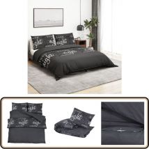 Ensemble de housse de couette Noir 200x200 cm Coton - Housses De Couette - Linge De Lit - Literie - Coton - Housse De Couette Noire