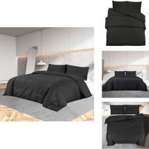 Ensemble de housse de couette Noir 260x220 cm Coton - Housses De Couette - Literie - Drap Housse - Coton - Housse De Couette Noire