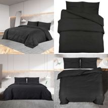 Ensemble de housse de couette Noir 260x220 cm Coton - Housses De Couette - Literie - Drap Housse - Coton - Housse De Couette Noire - Home & Living