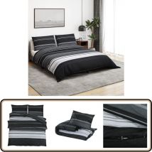 Ensemble de housse de couette noir et blanc 200x220 cm Coton - Housses De Couette - Linge De Lit - Literie - Coton - Housse De Couette Double