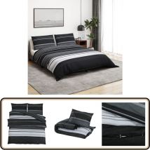 Ensemble de housse de couette noir et blanc 220x240 cm Coton - Housses De Couette - Linge De Lit - Literie - Coton - Housse De Couette Double