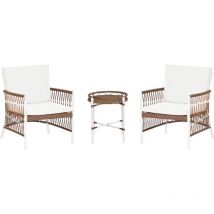 Beliani - Ensemble de Jardin 2 Places en Aluminium 2 Chaises et une Table Blanc Levico