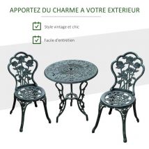 Ensemble de jardin 2 places MARK fonte d'aluminium vert