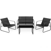 Mc Haus - Ensemble de jardin 4 places capri night, table basse d'extérieur + canapé 2 places + 2 fauteuils, noir, résistant aux uv