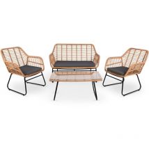 Ensemble de jardin 4 places imperia dark grey, table basse d'extérieur + canapé 2 places + 2 fauteuils, gris, résistant aux uv