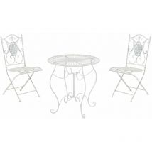 CLP - Ensemble de meubles de jardin romantique Table de conception nostalgique et 2 chaises différentes couleurs colore : Blanc antique