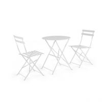 Iperbriko - Ensemble de jardin Bistrot blanc avec table et chaises pliantes
