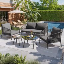 Ensemble de jardin, canapé + table, ensemble de balcon, jardin et terrasse, gris
