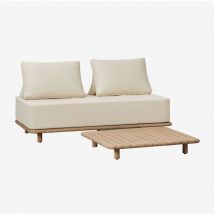 Ensemble de jardin composé d'un canapé 2 places et d'une table basse carrée 90x90 cm en bois d'acacia Portet. Sklum