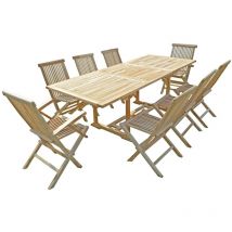 Ensemble salon de jardin en teck amara 6 chaises 2 fauteuils