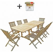 Ensemble salon de jardin en teck amara 6 chaises 2 fauteuils - Bundle huile