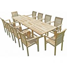Salon de jardin en teck batan 10 fauteuils empilables