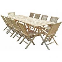 Salon de jardin en teck batan 8 chaises 2 fauteuils
