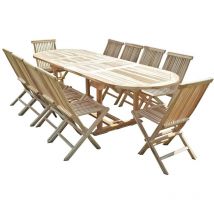 Salon de jardin en teck HENUA 10 chaises
