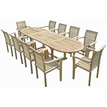 Salon de jardin en teck henua 10 fauteuils empilables