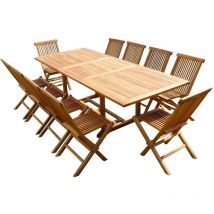 Ensemble salon de jardin en teck aspect huilé aedan 10 chaises jumak
