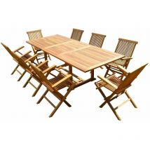 C&l Jardin - Ensemble salon de jardin en teck aspect huilé aedan 8 fauteuils pliants jumak