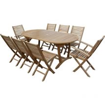 Ensemble de jardin en teck premium mainan 6 chaises et 2 fauteuils Ballea