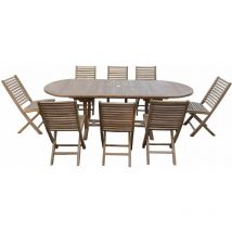 Ensemble de jardin en teck premium mainan avec 8 chaises Ballea