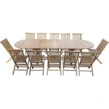 Ensemble de jardin en teck premium nila 12 chaises jenae