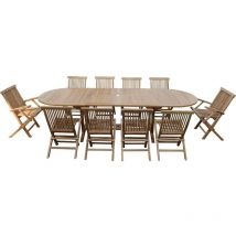 Ensemble de jardin en teck premium NILA 8 chaises et 2 fauteuils JENAE