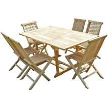 C&l Jardin - Ensemble salon de jardin en teck serang 6 chaises