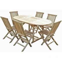 Ensemble salon de jardin en teck solo 6 chaises