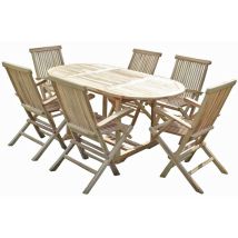 Ensemble salon de jardin en teck solo 6 fauteuils pliants
