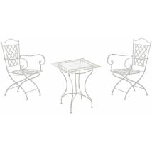 Ensemble de table de meubles de jardin de fer + 2 chaises de design élégantes différentes couleurs colore : Blanc antique