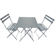 Ensemble de jardin pliable Madalena - Table de bistrot carrée et 2 chaises pour balcon ou terrasse - - Anthracite
