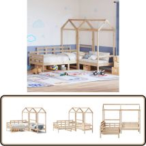 Ensemble de lit de jour et de banc avec toit sans matelas - Lit Plateforme - Lit Convertible - Meuble Multifonction - Lit Salle Séjour - Mobilier Bois
