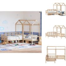 Ensemble de lit de jour et de banc avec toit sans matelas - Lit Plateforme - Lit Convertible - Meuble Multifonction - Lit Salle Séjour - Mobilier Bois