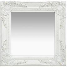 Nova - Miroir mural carré style baroque 40x40 cm Blanc DEC022846