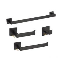 Ensemble de matériel de salle de bain, noir, crochet pour peignoir, porte-serviettes, ensemble-noir