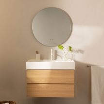 Ensemble de meuble de salle de bain en bois et placage de frêne avec lavabo intégré Ona SKLUM