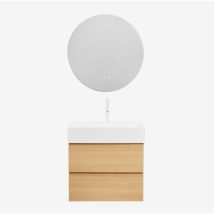 Ensemble de meuble de salle de bain en bois et placage de frêne avec lavabo intégré Ona SKLUM
