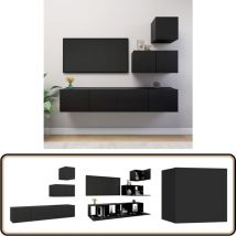 Vidaxl - Ensemble de meuble tv 4 pcs Noir Bois d'ingénierie - Meubles Tv - Meuble Tv Suspendu - Ensemble Meuble Tv - Meuble Tv Noir - Meuble Tv Bois