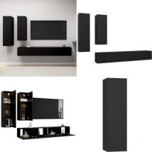 Vidaxl - Ensemble de meuble tv 4 pcs Noir Bois d'ingénierie - Meubles Tv - Meuble Tv Suspendu - Ensemble Meuble Tv - Meuble Tv Noir - Meuble Tv Bois