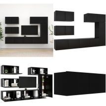 Vidaxl - Ensemble de meuble tv 6 pcs Noir Bois d'ingénierie - Meubles Tv - Meuble Tv Suspendu - Ensemble Meuble Tv - Meuble Tv Noir - Meuble Tv
