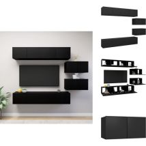 Ensemble de meuble TV 6 pcs Noir Bois d'ingénierie - Meubles Tv - Meuble Tv Suspendu - Meuble Tv Noir - Ensemble Meuble Tv - Rangement Tv