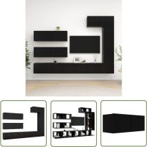 Er-siice - The Living Store Ensemble de meuble tv 7 pcs Noir Bois d'ingénierie - Meubles Tv - Meuble Tv Suspendu - Ensemble Meuble Tv - Meuble Tv