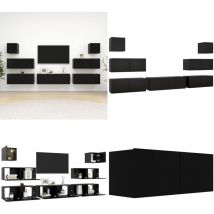 Vidaxl - Ensemble de meuble tv 7 pcs Noir Bois d'ingénierie - Meubles Tv - Meuble Tv Suspendu - Ensemble Meuble Tv - Meuble Tv Noir - Meuble Tv Bois