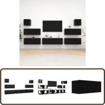 Ensemble de meuble TV 7 pcs Noir Bois d'ingénierie - Meubles Tv - Meuble Tv Suspendu - Ensemble Meuble Tv - Meuble Tv Noir - Meuble Tv Bois