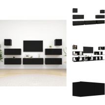 Ensemble de meuble tv 7 pcs Noir Bois d'ingénierie - Meubles Tv - Meuble Tv Suspendu - Ensemble Meuble Tv - Meuble Tv Noir - Meuble Tv Bois