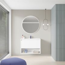 Amizuva - Niwa 60 Meuble Et Vasque Avec Un Tiroir Et Un Niche, Effet Blanc Brillant. (sans Miroir).