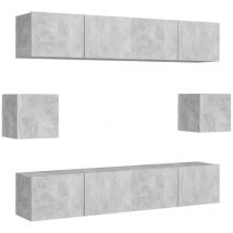 Helloshop26 - Ensemble de meubles armoire buffet tv télévision salon chambre séjour 6 pièces bois d'ingénierie gris