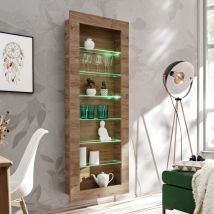 Komodee - Armoire suspendue Como, Chêne - Miel truffé, éclairage led, pour salon, chambre à coucher